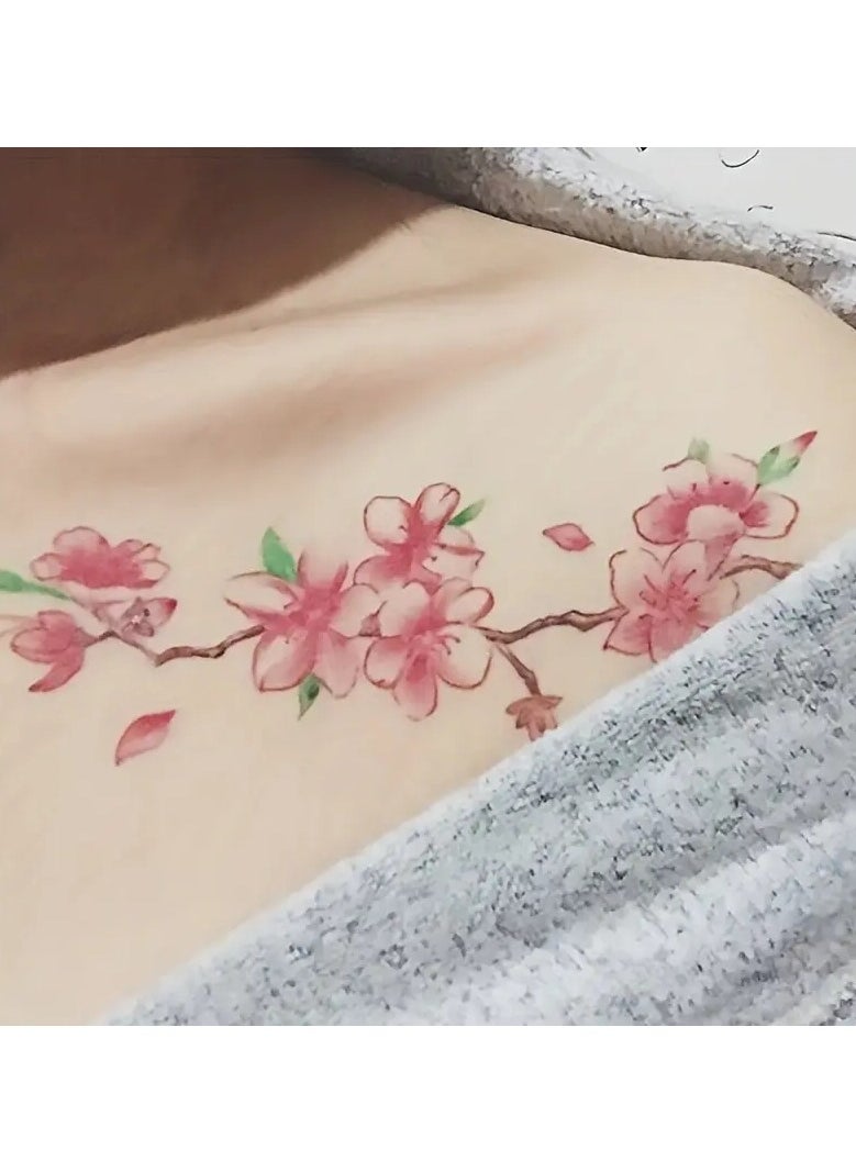 ORiTi - Long Lasting Waterproof Blooming Cherry Blossom Temporary Tattoos Non Toxic Arm Leg and Body Art Stickers for 2-7 Days - Image 1