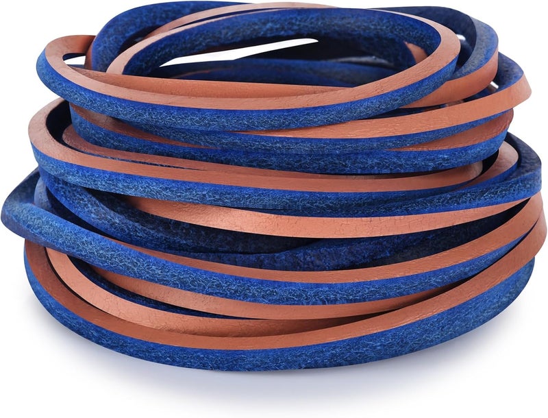 TeeLiy 3MM Flat Genuine Leather Cord - Natural Leather Lacing - Strip Cord Braiding String for Jewelry Making Shoe Lace Braided Bracelets Necklaces Handbags Knife Sheaths Pink/Blue (5Yards) - Image 1