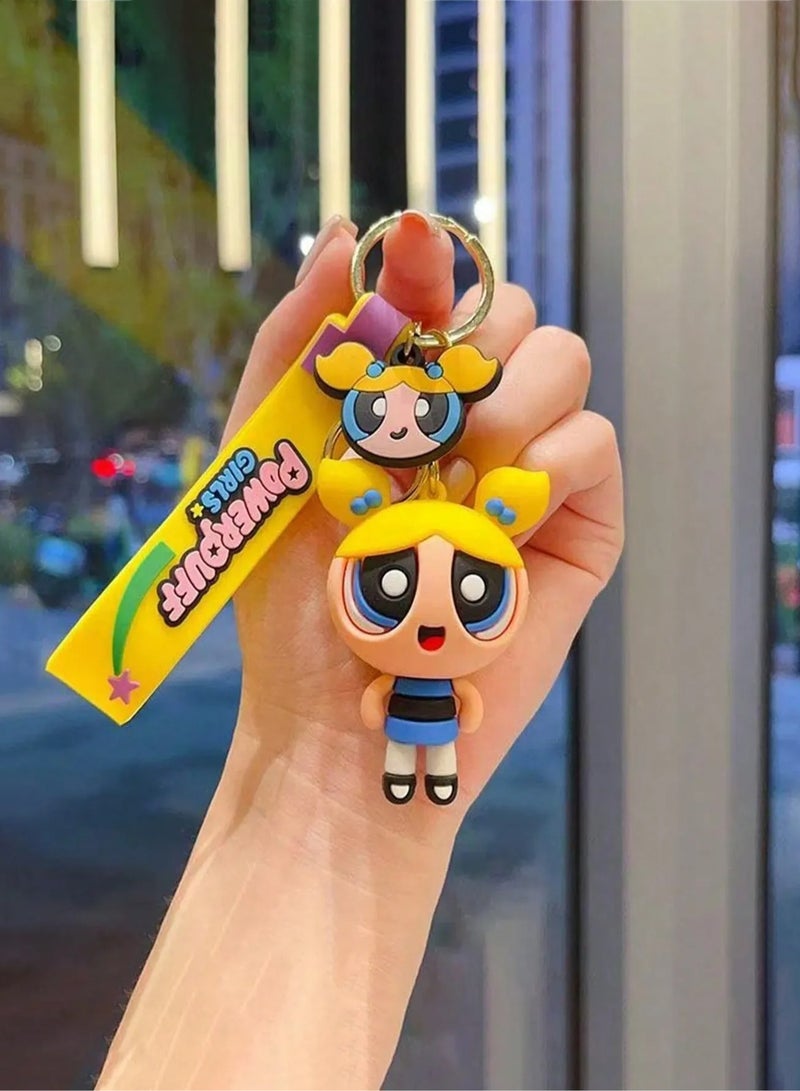 باورباف جيرلز سلسلة مفاتيح بتصميم فتيات القوه مثالي للاستخدام كميدالية مفاتيح أو زينة للشنطة قطعه واحده بشخصية ببلز - Image 1