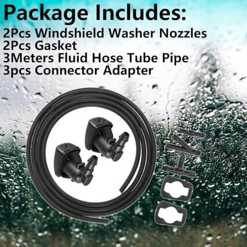 Cheriezing 8S4Z17603AA 2pcs Windshield Washer Nozzle + 3 Meters Fluid Hose Tube Pipe + 3pcs Connector Adapter (I Y T) Compatible for 2008-2011 Ford Focus, 2007-2011 Edge, 2007-2010 Lincoln MKX - Image 4
