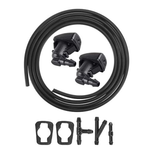 Cheriezing 8S4Z17603AA 2pcs Windshield Washer Nozzle + 3 Meters Fluid Hose Tube Pipe + 3pcs Connector Adapter (I Y T) Compatible for 2008-2011 Ford Focus, 2007-2011 Edge, 2007-2010 Lincoln MKX - Image 1