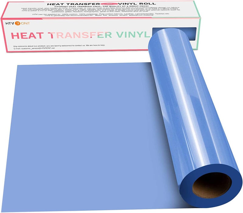 HTVRONT HTV Vinyl Rolls Heat Transfer Vinyl 12 x 15ft Sky Blue HTV Vinyl for Shirts Iron on Vinyl for All Cutting Machines Easy to Cut Weed for DIY Heat Vinyl Design Sky Blue