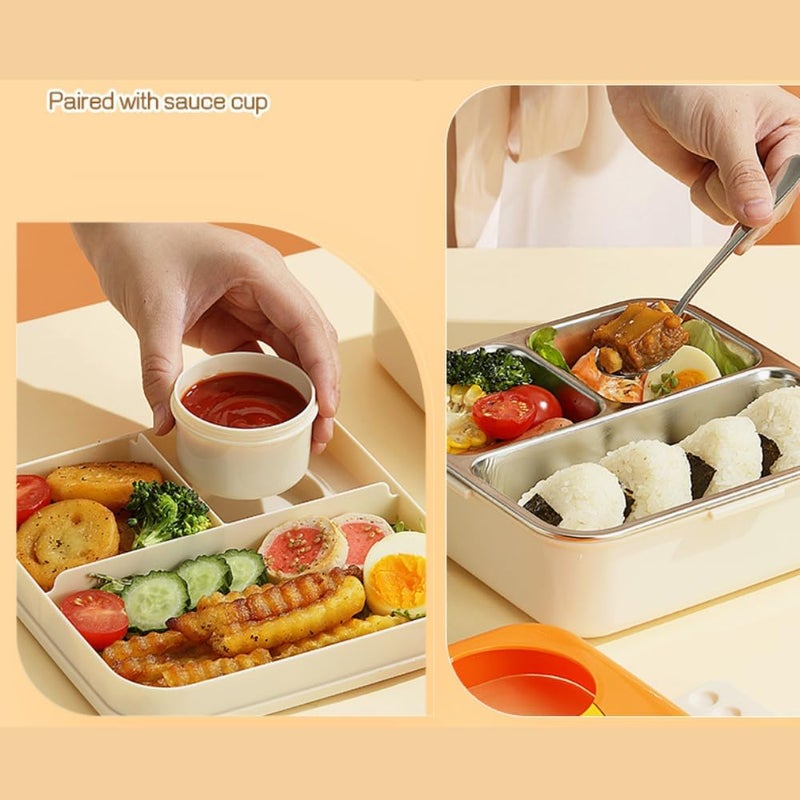 bosig Students Lunch Box Sealed Leakage Proof Stainless Steel Lunch Box with Spoon Lid Office Food Container 5 Compartment for School Kids and Adults Multicolor bom0816 Dino Lunch - Image 2