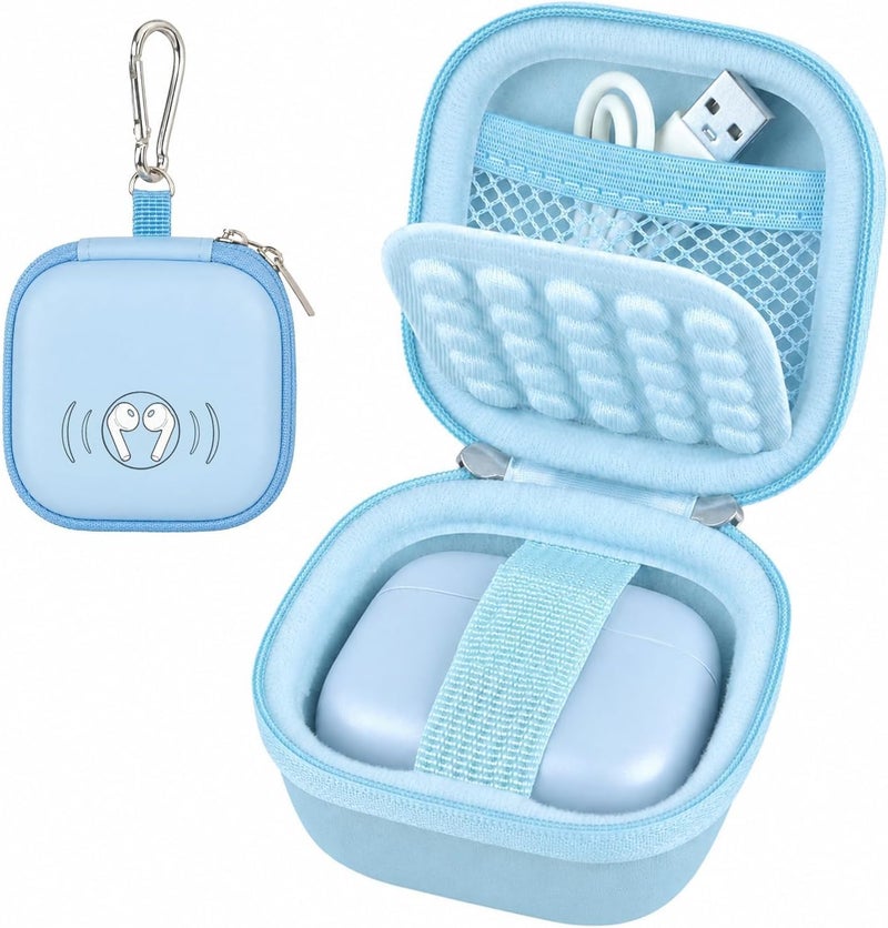 ANKHOH Earbud Case for TAGRY X08 Bluetooth Headphones True Wireless Earbuds 60H, EVA Hard Carrying Bag with Mesh Pocket, Carabiner, Dual Zipper, for Charging Cable and Ear Tips, Case Only - Image 1