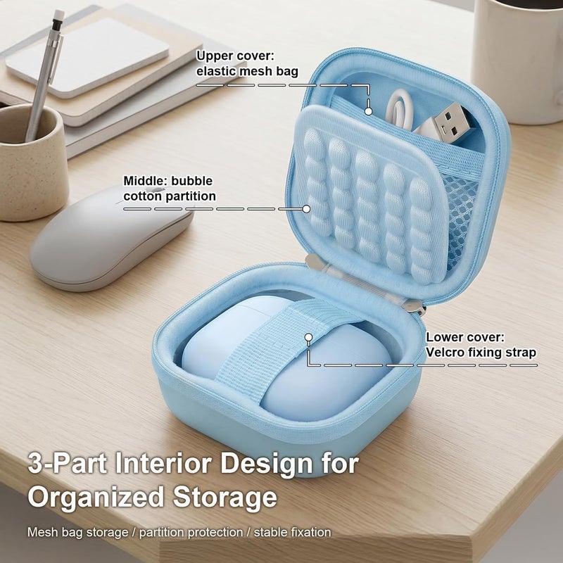 ANKHOH Earbud Case for TAGRY X08 Bluetooth Headphones True Wireless Earbuds 60H, EVA Hard Carrying Bag with Mesh Pocket, Carabiner, Dual Zipper, for Charging Cable and Ear Tips, Case Only - Image 2