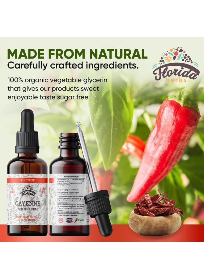 FLORIDA HERBS مستخلص صبغة الكايين، كايين عضوي (كابسيسوم أنوم) فلفل مجفف - جليسرين نباتي - غير معدل وراثيًا - 2 أونصة - Image 3