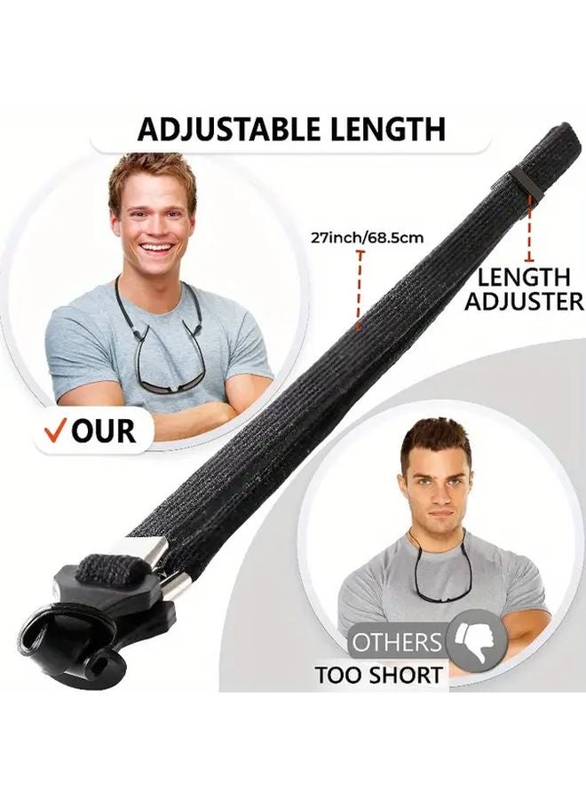 2pcs Black Adjustable Non Slip Glasses Neck Straps with Locking Clip - Image 4