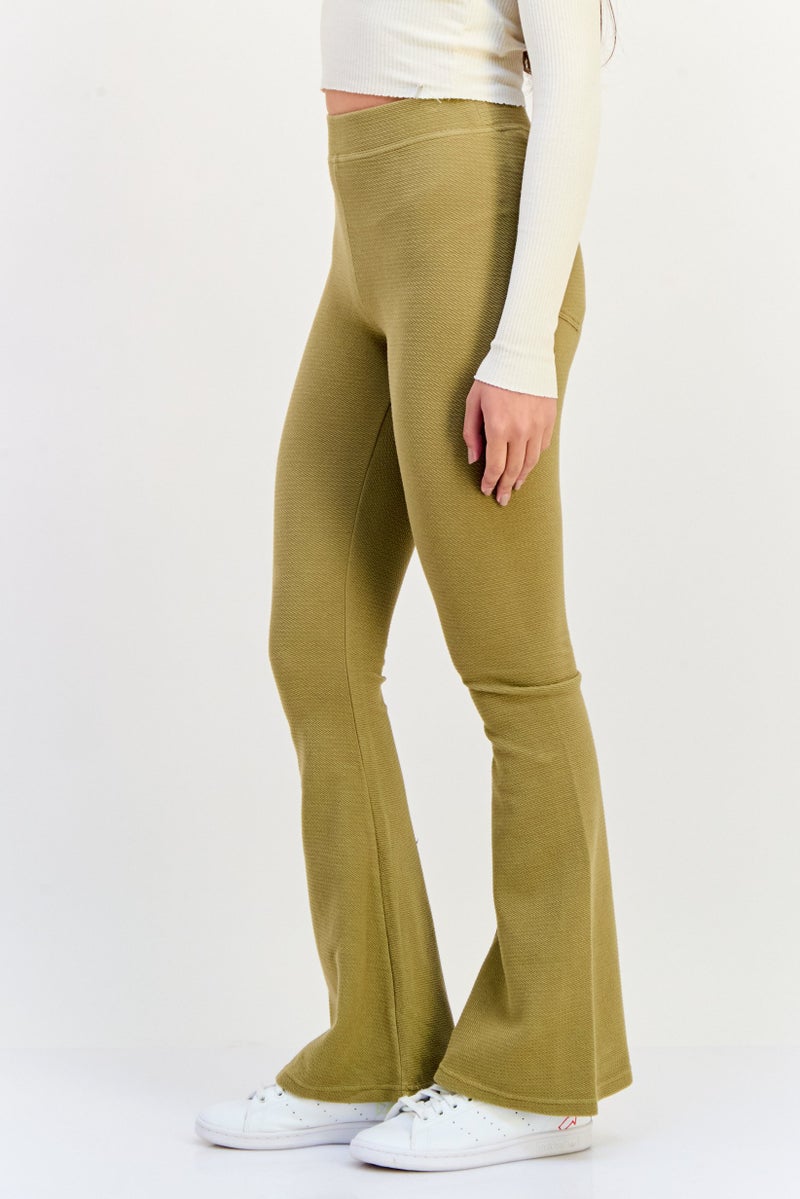 Aerie Women Regular Fit Textured Wide Leg Pants, Khaki  - Image 4