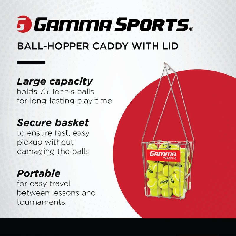 GAMMA Sports Tennis Ball Hopper Hi-Rise 75, Durable, Convenient, Heavy Duty Construction for Easy Pickup, Carrying and Storage, Holds 75 Tennis Balls Silver - Image 2