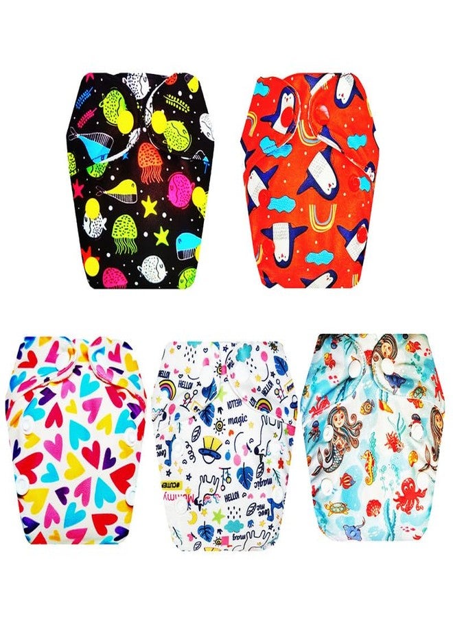 Dumbledo Premium Newborn Cloth Diaper with Integrated Insert (Pack of 5) | Soft & Gentle | 6-Layer Absorbent Pad | Easy to Clean | Everyday Diapering Essential | 0 - 4 Months | Unisex Baby - Image 1