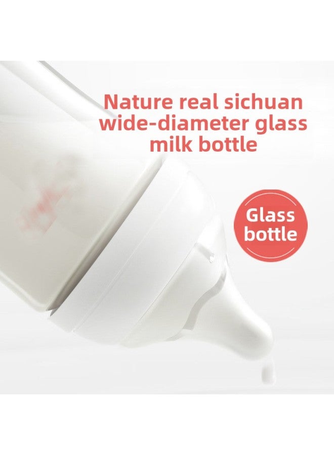 Newborn Wide Mouth Glass Bottle Natural Sense 3rd Generation PRO Series Anti-flatulence For 3 Babies 6 Months-capacity:240ml Comes With L Size Nipple (more Than 6 Months) - Exclusive Version