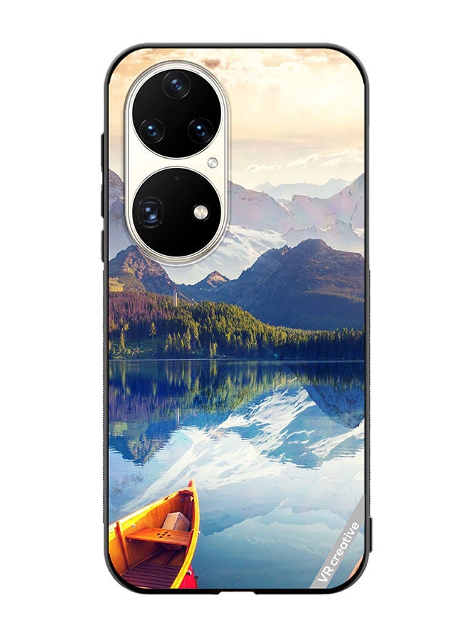 VR CREATIVE غطاء واقي لهاتف هواوي P50 برو بتصميم منظر قارب في النهر متعدد الألوان - Image 1