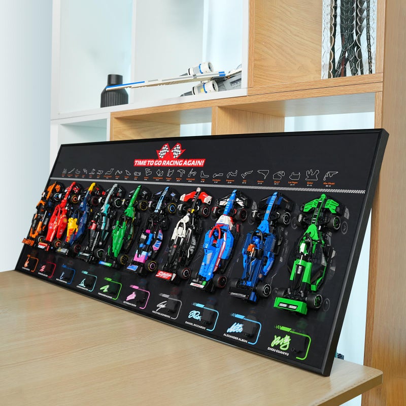 DALDED Display Wallboard for Lego F1 Speed Champions Set 66802 7724277251 10 Race Cars Model Wall Mount Display Transform Models into Wall Art Models Not Included Premium Black Collectors Mount - Image 3