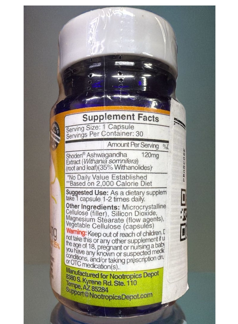 Nootropics Depot Shoden Ashwagandha Extract Capsules | 120mg | 30 Count | 35% Withanolides - Image 3