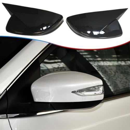 MUXEE 2PCS New Sports Rear Mirror Cover Caps for Nissan sentra 2013-2019/Altima Sedan 2013-2018 ABS Side Door Wing Mirror Cap Covers Exterior car Accessories -Bright Black - Image 1