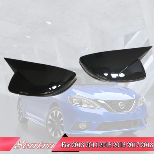 MUXEE 2PCS New Sports Rear Mirror Cover Caps for Nissan sentra 2013-2019/Altima Sedan 2013-2018 ABS Side Door Wing Mirror Cap Covers Exterior car Accessories -Bright Black - Image 2