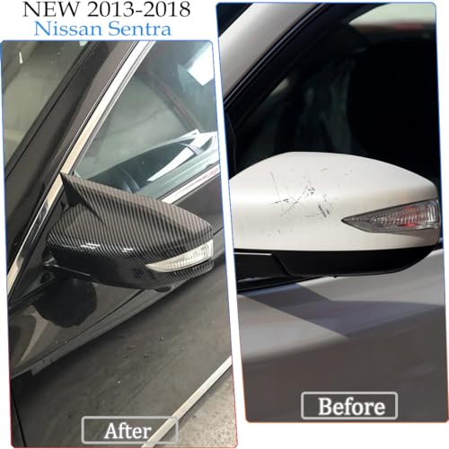 MUXEE 2PCS New Sports Rear Mirror Cover Caps for Nissan sentra 2013-2019/Altima Sedan 2013-2018 ABS Side Door Wing Mirror Cap Covers Exterior car Accessories -Bright Black - Image 3
