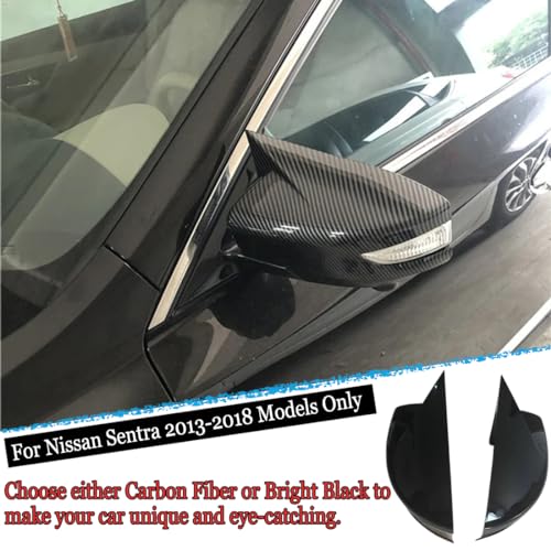 MUXEE 2PCS New Sports Rear Mirror Cover Caps for Nissan sentra 2013-2019/Altima Sedan 2013-2018 ABS Side Door Wing Mirror Cap Covers Exterior car Accessories -Bright Black - Image 4