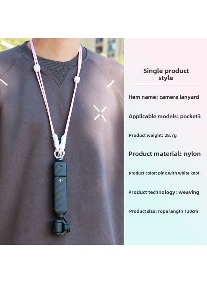 Generic Suitable For DJI Pocket3 Lanyard Shoulder Strap Crossbody Strap Lingou Camera Sports Camera Universal Lanyard-Color:Pink Lanyard - Image 1