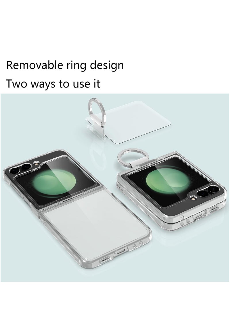 تنطبق على سامسونج غالاكسي زد فليب 5 حالة الهاتف المحمول شفافة رقيقة جدا حالة الهاتف المحمول واقية تنطبق على زد فليب 5 حالة الهاتف المحمول شفافة مع عصابة - Image 2