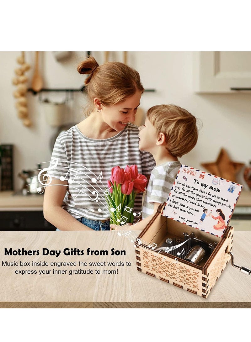Bukela Birthday Music Box Gifts for Mom from Son, You are My Sunshine Mechanism Vintage Cute Box Personalized Son to Mom Gifts for Mothers Day Birthday  - Image 2