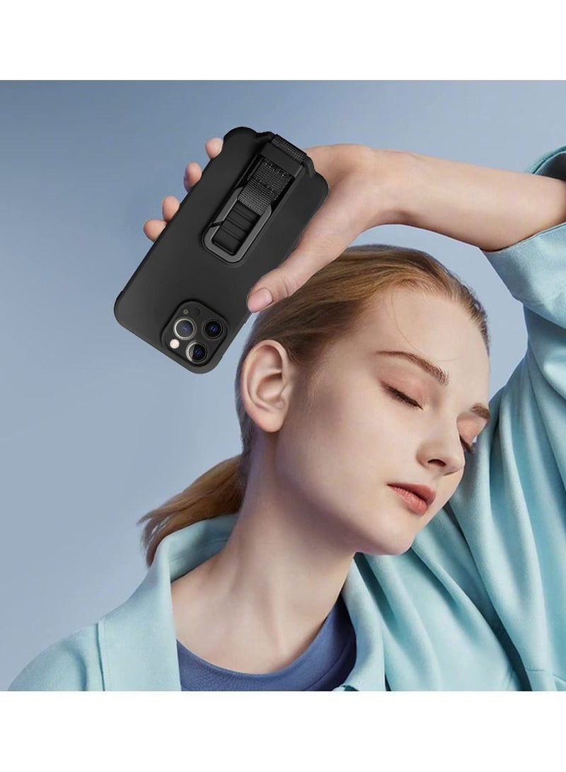 CATANES iPhone 12 Pro Max Case Soft Silicone Foldable Kickstand Buckle Hook Back Cover Black - Image 5