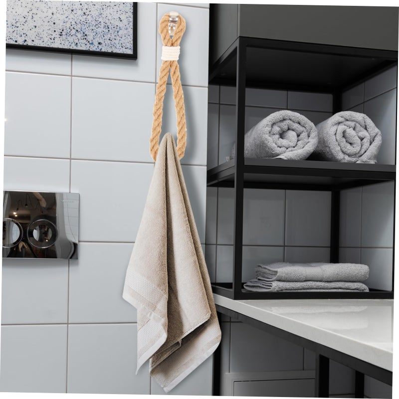Vintage Jute Rope Towel Rack Handmade Boho Bathroom Holder For Towels Robes Space Saving Durable - Image 5