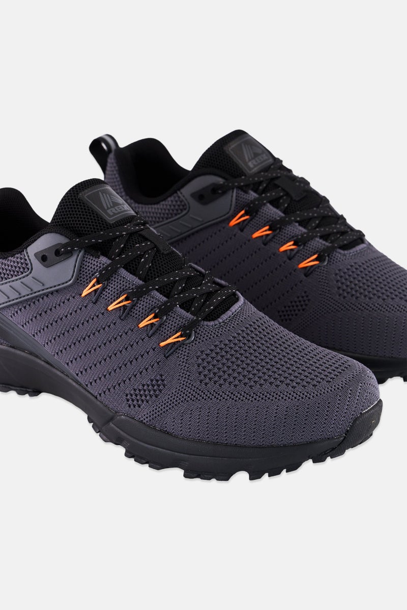 RBX Men Brand Logo Lace Up Hiking Shoes, Dark Grey - Image 2