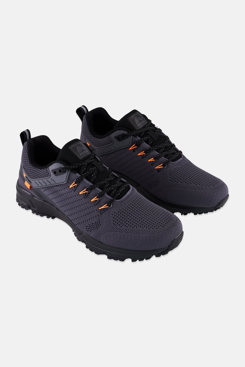 RBX Men Brand Logo Lace Up Hiking Shoes, Dark Grey - Image 1