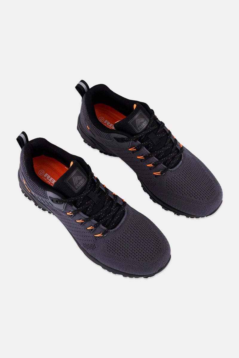 RBX Men Brand Logo Lace Up Hiking Shoes, Dark Grey - Image 4