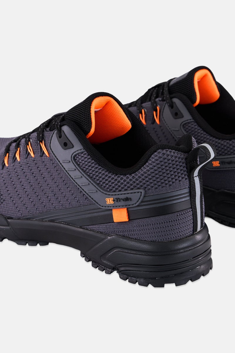 RBX Men Brand Logo Lace Up Hiking Shoes, Dark Grey - Image 3