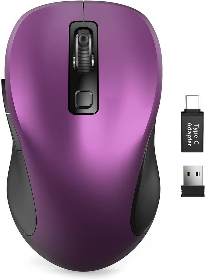 Trueque Wireless Mouse for Laptop, 2.4G Ergonomic Computer Mouse with 3 Adjustable DPI Levels, Page Up & Down Buttons, USB Mouse for Chromebook, PC, Desktop, Notebook, MacBook (Purple) - Image 1