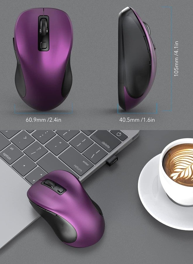 Trueque Wireless Mouse for Laptop, 2.4G Ergonomic Computer Mouse with 3 Adjustable DPI Levels, Page Up & Down Buttons, USB Mouse for Chromebook, PC, Desktop, Notebook, MacBook (Purple) - Image 4
