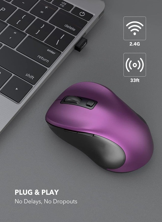 Trueque Wireless Mouse for Laptop, 2.4G Ergonomic Computer Mouse with 3 Adjustable DPI Levels, Page Up & Down Buttons, USB Mouse for Chromebook, PC, Desktop, Notebook, MacBook (Purple) - Image 2