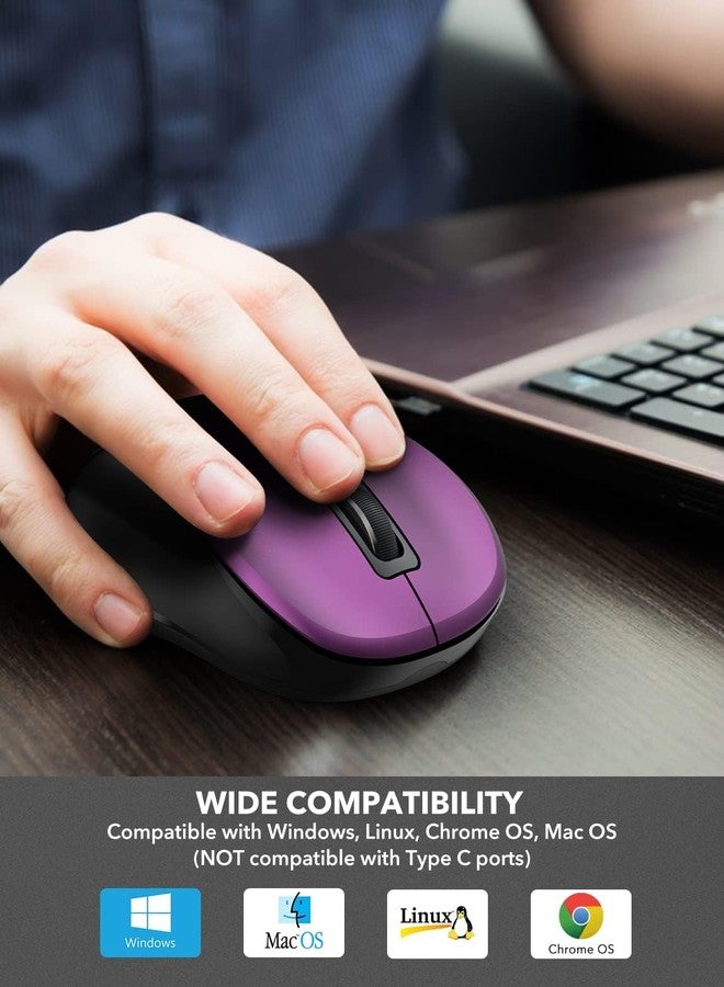 Trueque Wireless Mouse for Laptop, 2.4G Ergonomic Computer Mouse with 3 Adjustable DPI Levels, Page Up & Down Buttons, USB Mouse for Chromebook, PC, Desktop, Notebook, MacBook (Purple) - Image 3