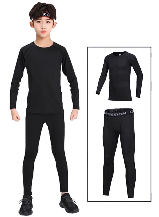 Children's Sportswear Set Tights Training Clothes Quick-Drying Clothes  Basketball and Football Base Clothes Sports Fitness Clothes Set Childrens Sports Suit  - Image 1