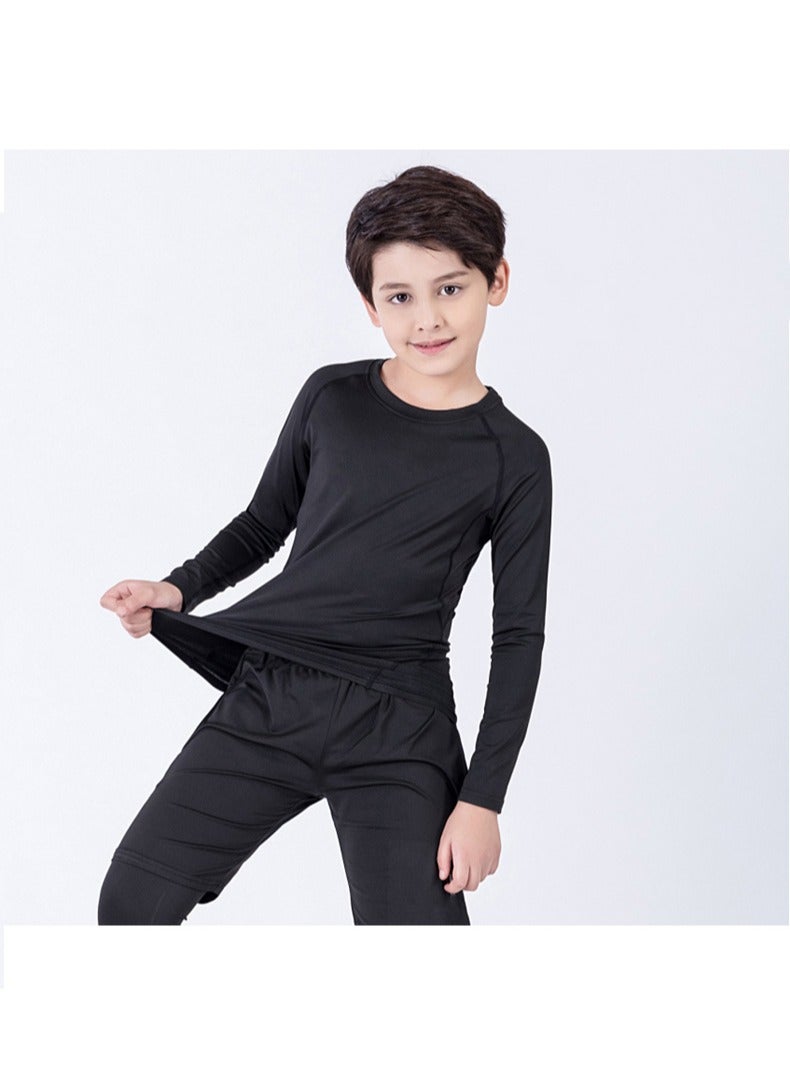 Children's Sportswear Set Tights Training Clothes Quick-Drying Clothes  Basketball and Football Base Clothes Sports Fitness Clothes Set Childrens Sports Suit  - Image 2