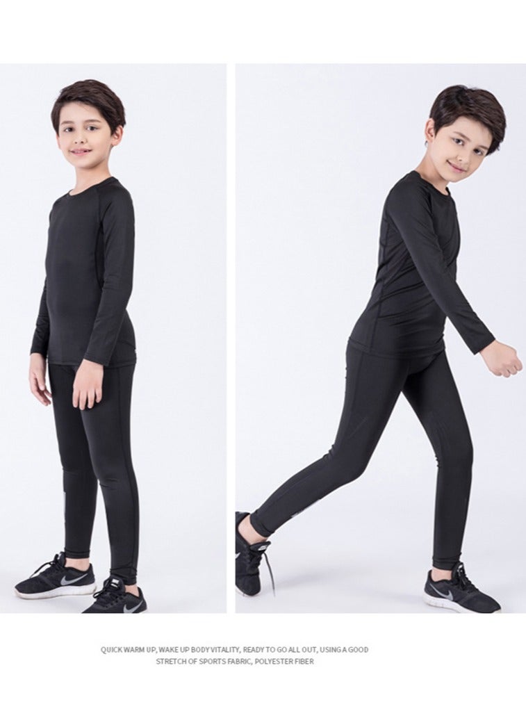 Children's Sportswear Set Tights Training Clothes Quick-Drying Clothes  Basketball and Football Base Clothes Sports Fitness Clothes Set Childrens Sports Suit  - Image 4