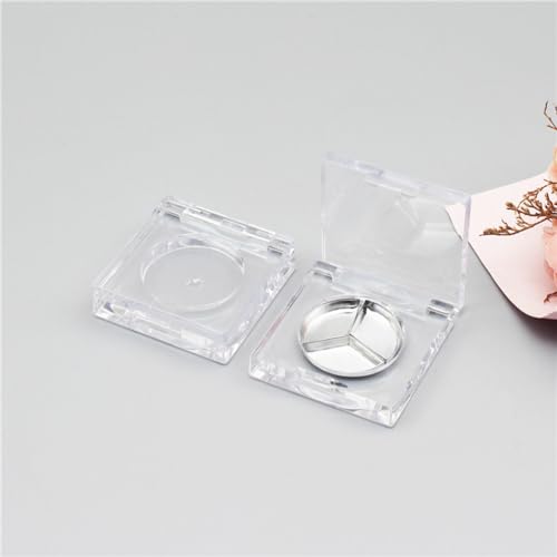 lasenersm 4 Pieces Empty Powder Case Plastic Powder Case Empty Blush Box Refillable Cosmetic Container Jar Eyeshadow Box Blush Holding Plate Empty Eyeshadow Case Cosmetics Container(Clear, 26mm) - Image 3