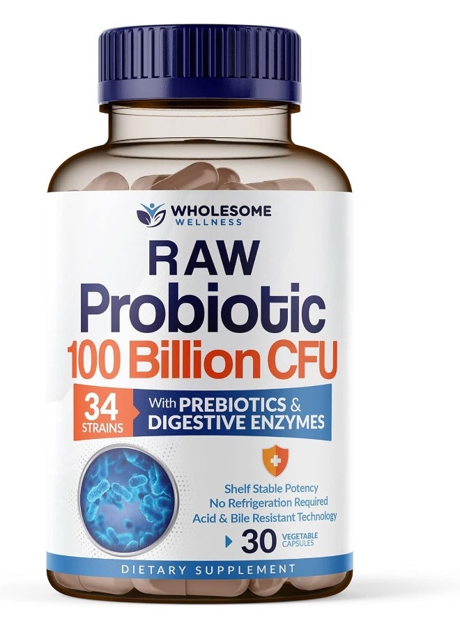 Wholesome Wellness 100 Billion Cfu- Dr. Approved Probiotics For Unisex, 30 Capsules  - Image 1