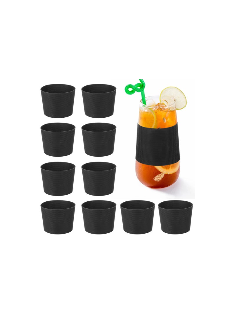 SYOSI Silicone Nonslip Cup Sleeve, Reusable Glass Bottle Mug Cup Sleeve, Glass Bottle Mug Cup Sleeve Protector Cover Anti Scald Cover Sleeve, for Travel Tea Shop, Coffee Shop, Family Picnic(10pcs)  - Image 1