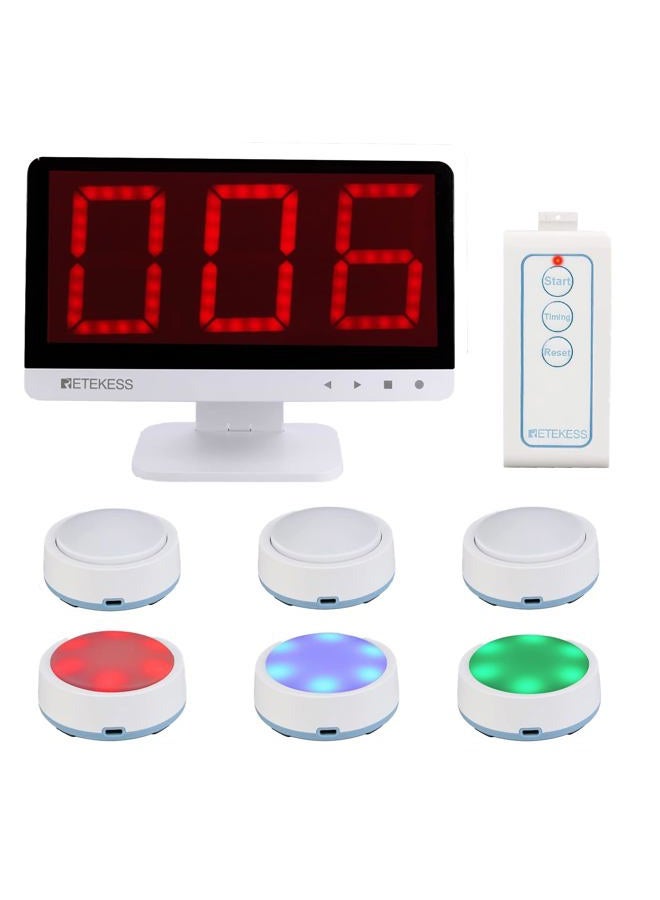 Retekess Tm101 Wireless Quiz Answer Game Buzzer System,15-Level Volume,Add Up To 32 Buttons,262Ft, 6 Buzzers For Show,Family Nights,Learning Resources Classroom,School - Image 1
