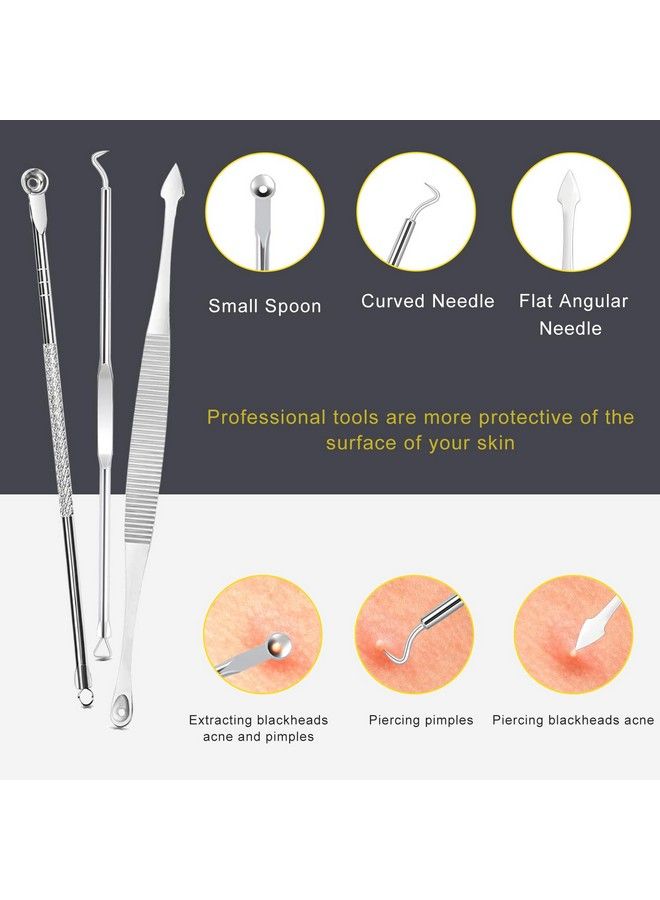 Boxoyx [Latest]Blackhead Remover Tool Boxoyx 10 Pcs Professional Pimple Comedone Extractor Popper Tool Acne Removal Kit Treatment For Pimples Blackheads Zit Removing Foreheadfacial And Nose(Silver) - Image 4