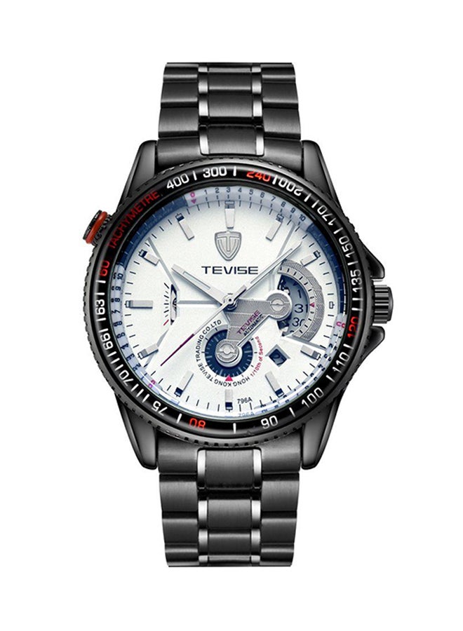 تيفيز ساعة يد ميكانيكية بسوار من الإستانلس ستيل مقاومة للماء طراز ZS531701 - قياس 44 مم - لون أسود للرجال