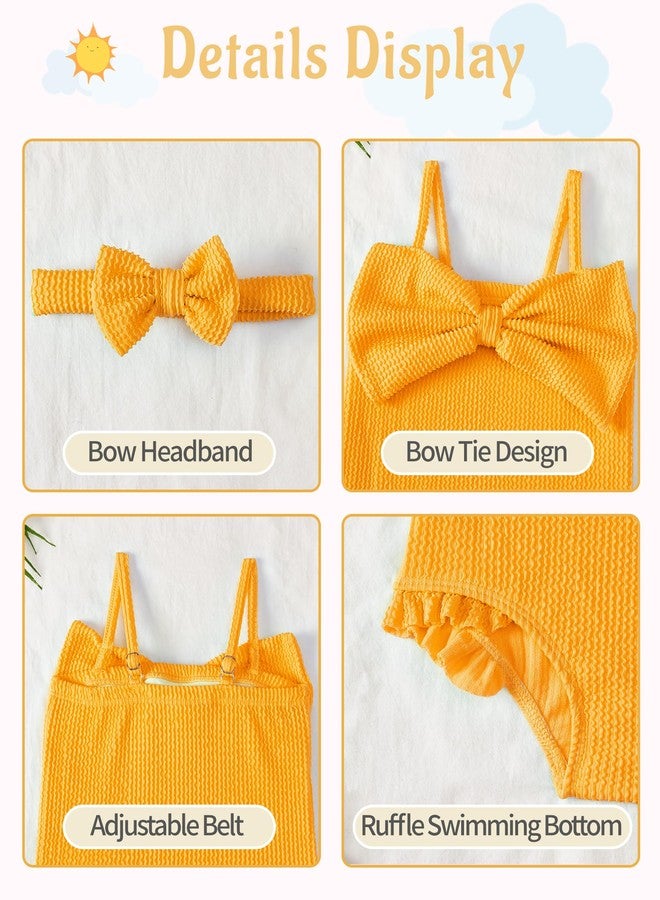 Mioglrie Baby Girl Swimsuit Infant Bathing Suits Toddler 6-9 12 Month for Girls with Cute Bow Summer One Piece Yellow Swimwear for Beach,Pool - Image 5