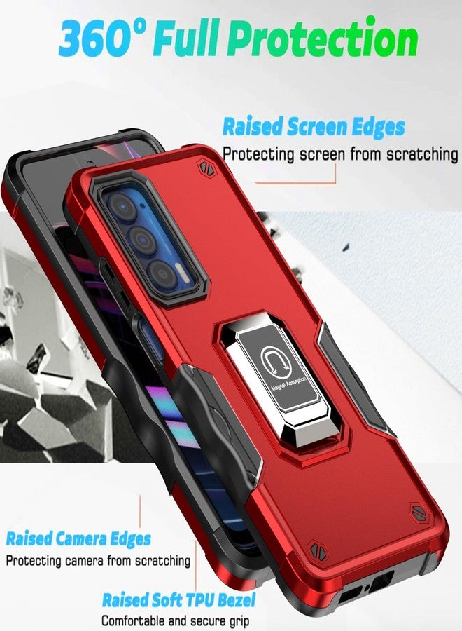 TJ's TJS for Motorola Moto Edge 2021 Case, Moto Edge 5G UW Case, with Tempered Glass Screen Protector, [Military Grade] Heavy Duty Protective Cover, Magnetic Support Ring Kickstand Phone Case (Green) - Image 5