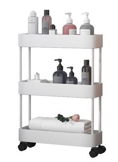 BLOOMING TIME 3 Layer Gap Shelf Rack, Cat's Claw Shaped Hollow Without Water Accumulation, Simple Installation, With Wheels Can Be Moved At Will, Suitable For Bathrooms, Kitchens, Etc.White  - Image 1