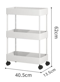 BLOOMING TIME 3 Layer Gap Shelf Rack, Cat's Claw Shaped Hollow Without Water Accumulation, Simple Installation, With Wheels Can Be Moved At Will, Suitable For Bathrooms, Kitchens, Etc.White  - Image 2