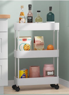 BLOOMING TIME 3 Layer Gap Shelf Rack, Cat's Claw Shaped Hollow Without Water Accumulation, Simple Installation, With Wheels Can Be Moved At Will, Suitable For Bathrooms, Kitchens, Etc.White  - Image 5