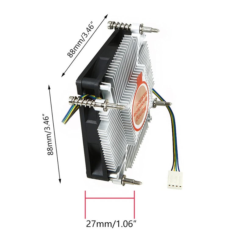 27 ملم مبرد وحدة المعالجة المركزية فائق النحافة مروحة 4Pin PWM تبريد هواء مشعاع لصندوق ITX - Image 3